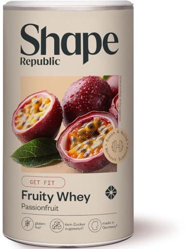 SHAPE REPUBLIC Fruity Whey Protein mit Passionsfrucht 300g - Hoher Proteingehalt - mit Vitamin C, Zink & Biotin - Ohne Zucker
