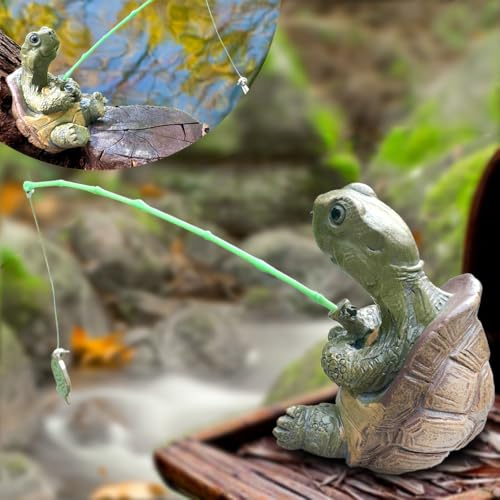 VLEDARLING Outdoor Garden Ornaments Turtle Animal, Sitting Decorative Garden Turtle Figurine, Turtle Pond Decoration, Funny Resin Garden Decoration Figurines,for Balcony, Patio, Pond, Artificial Stone