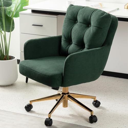 BALIAA Silla Terciopelo, 360° Silla Giratoria con Respaldo y Reposabrazos, Sillas Escritorio Verde