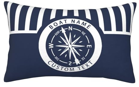 Personalized Nautical Theme Pillow Cover,Custom Sailor Sailing Yacht Captain Boat Name Cushion Cover Pillow Case for Boat, Beach House, Sofa & Car Decor
