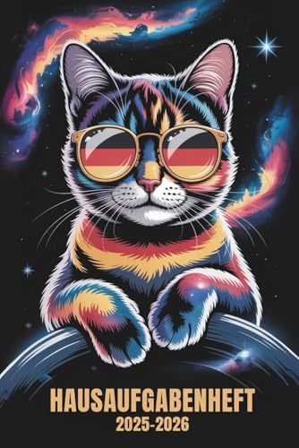 HAUSAUFGABENHEFT 2025/2026: Mit Datum 04 August 2025 - 31 Juli 2026 | Schulplaner Din A5 | Katze