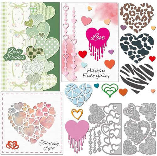 GLOBLELAND Stanzformen Mit Hohlen Herzen Liebesherzform Metallstanzungen Herzrahmen Stanz Und Prägevorlagen Für Valentinstag Hochzeit Scrapbooking Basteln Papierkarten