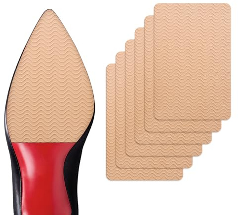 Welnove 6 pcs Semelle Antidérapante – Protège-semelle Adhésif Transparent, antidérapant pour chaussures pour Femmes Talons Hauts et Hommes Bottes – Patin antiderapant chaussure en Silicone(Beige)