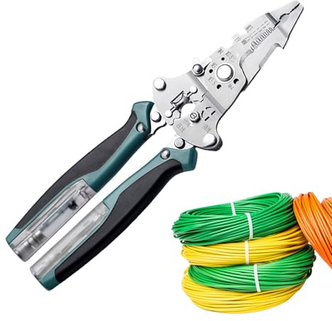GkgWuxf Outil De Dénudage De Fils,Ciseaux À Câbles Multifonctionnels | Ciseaux À Câble Pour Électricien | pour Électriciens, Maintenance et Bricoleurs pour les Connexions Isolées et Non