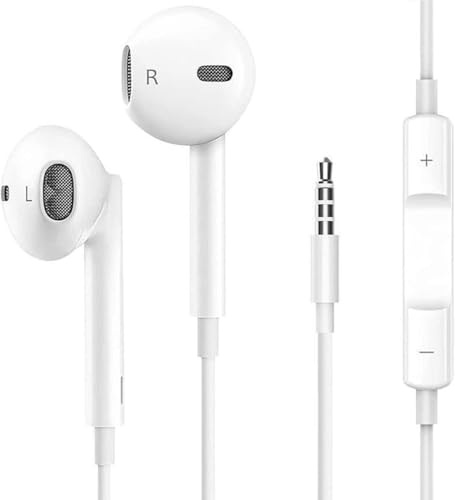 Écouteurs Prise Jack 3.5mm, Écouteur Intra-Auriculaire Filaire, Casque avec Microphone, Compatible avec Tablettes et Ordinateurs Portables Samsung, Huawei, iPhone, MP3 Players,Garantie 2 Ans