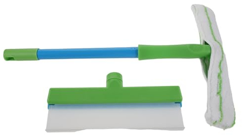 Garneck 12-Inch Microfiber Car Cleaning Mop with Green and White Cover Car Wash Kit with Microfiber Cloths for Interior Care and Glass Window Scraper Towels for Polishing and Drying