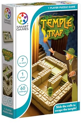 Smart Games - Temple Trap | Juegos De Mesa Niños 7 Años O Más | Rompecabezas Niños Y Rompecabezas Adultos Con 60 Desafíos | Juegos Infantiles Para 1 Solo Jugador