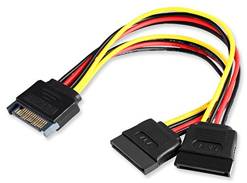 Duttek SATA till dubbel SATA Y-strömkabel, splitter-kabel, hårddisk, HDD, SSD, 20 cm