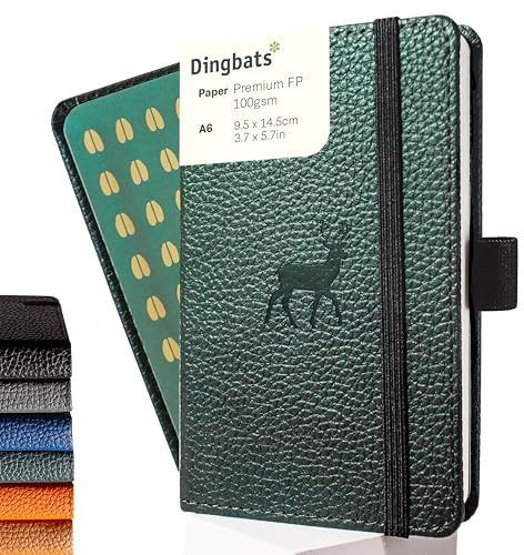 Dingbats* Tierwelt Kleines Notizbuch A6 Kariert, Hardcover PU Leder | Veganes Lederjournal zum Schreiben, für Arbeit & Reisen, Elastischer Verschluss, 9,5 x 14,5 cm, 192 Seiten, 100 g/m² Papier