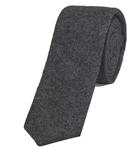 DonDon Herren Krawatte 6 cm Baumwolle einfarbig kariert und gepunktet meliert
