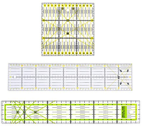 perfk Patchworks-Lineal Set, Acryl Quilt-Lineal, 3 Größe: 15x15cm, 10x45cm, 5x30cm