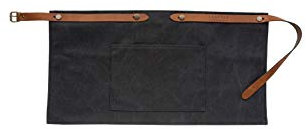 Crafted Leather & Lifestyle Handgefertigte Leder-Schürze mit Tasche, gewaschen, aus Leinen, Cognac oder schwarz