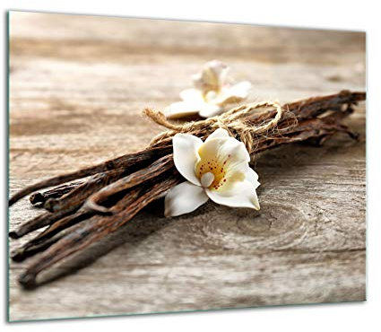 QTA | Herdabdeckplatte 60x52 Einteilig Glas Elektroherd Induktion Herdschutz Spritzschutz Glasplatte Schneidebrett Holz Blume