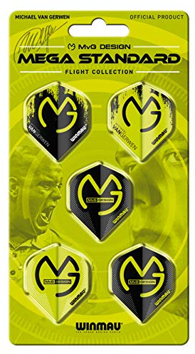 WINMAU - Dartflug Kollektionen - Dartflüge 5 Sets pro Packung (insgesamt 15 Stück) Extra dick 100 Mikron - Dartflüge in Standardform - Professionelles Dartzubehör