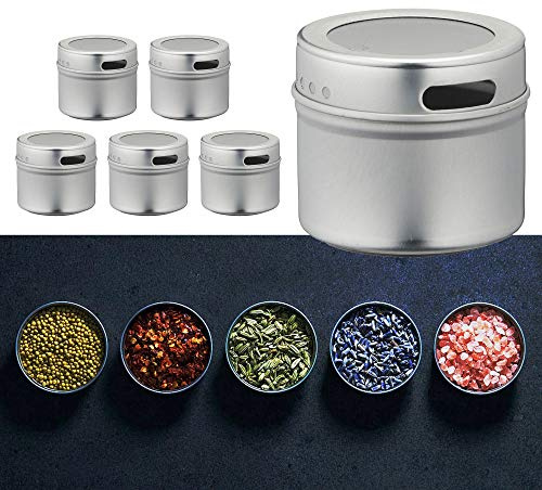Cepewa Aufbewahrungsdosen magnetisch 6er Set Gewürzdosen Gewürzbehälter Mehrzweckdose Dosen (1 x 6er Set Aufbewahrungsdosen)