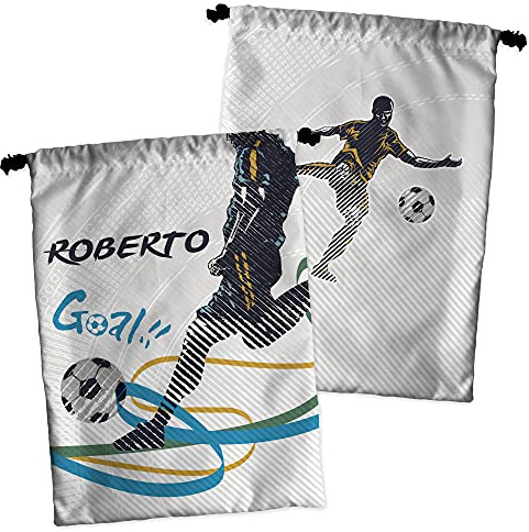 LolaPix Stoff-Lunchbag. Snack-Tasche für Kinder. Personalisiertes Geschenk mit Namen. Personalisierte Snack-Tasche. Verschiedene Ausführungen. FUSSBALL