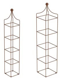 ELEO Rankobelisk Catania Set rostoptik - 140x29 und 160x34 cm Rankhilfe eckig aus Metall für den Garten handgeschmiedet Schmiedeeisen rost Edelrost - Pflanzenstütze dekorativ und praktisch für draußen