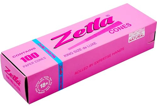Zetla 100 Cones Pink King Size - Vorgedrehte Joint Tubes - Conische Tubes mit Filter (109 x 26 mm) - Joint Cones King Size - Vorgedrehte Papers