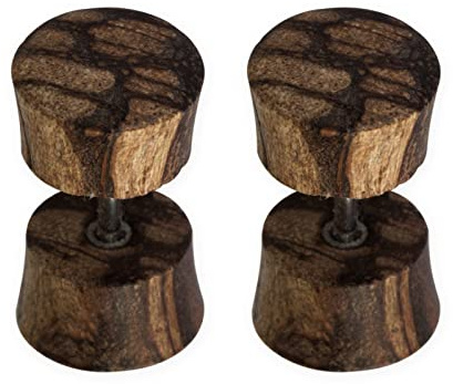 Fly Style Ohrringe Ohrstecker Fake Plug aus Holz, Horn oder Knochen - Natur Damen Schmuck, Modelle:Modell S (Paar)