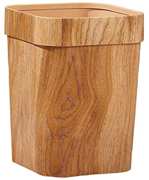 F Fityle Poubelle rectangulaire en grain de bois - Grand panier à déchets durable et antidérapant pour chambre à coucher