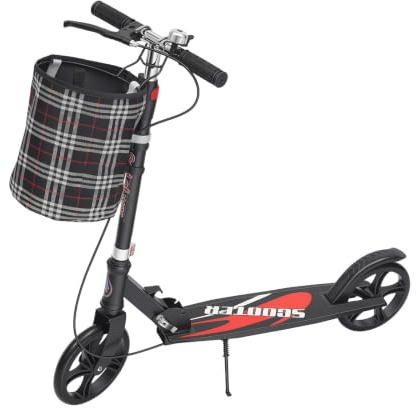 Klappbar Scooter, Faltbarer Roller mit breiter und Dicker Plattform - 120 kg Tragkraft, Höhenverstellbar Tretroller Erwachsene Kinder Kickscooter mit Bremsen und Aufbewahrungstasche