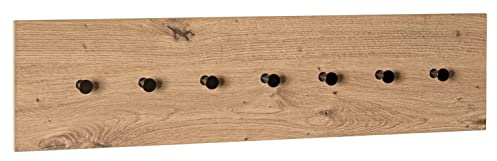 Garderobenleiste - Schwarz - Artisan Eiche Dekor - Metall - mit 7 Haken