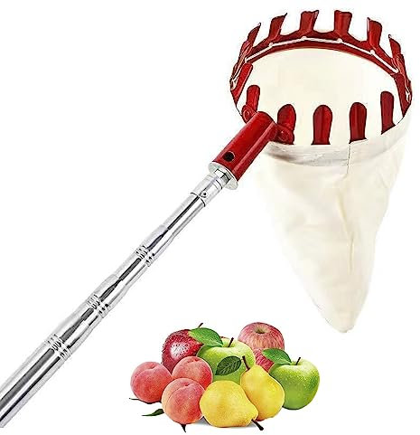 LekLai Obstpflücker, Obstpflücker-Werkzeug, Teleskopisch, Edelstahl-Obstfänger Mit Verlängerungsstange Für Apfel, Birne, Kirsche, Mango, Orange, Obsternter Von High/Metal Red/5M/16.4Ft
