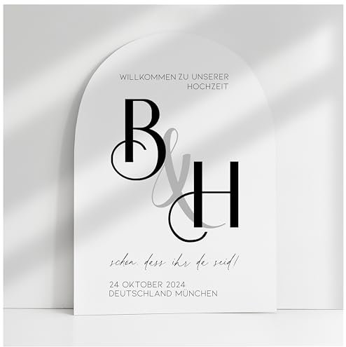 Willkommensschild Acrylglas | 5mm stark | Weiß Matt personalisiert - Made in Germany - Welcome Willkommen Schild für Hochzeit (60x40cm)