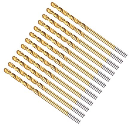 CoCud Torsione Trapano Punte, 2.1mm Perforazione Diametro, Titanio Rivestito Alta Velocità Acciaio 6542 Dritto Rotondo Gambo per Inossidabile Acciaio Lega Metallo, 12-Pezzi