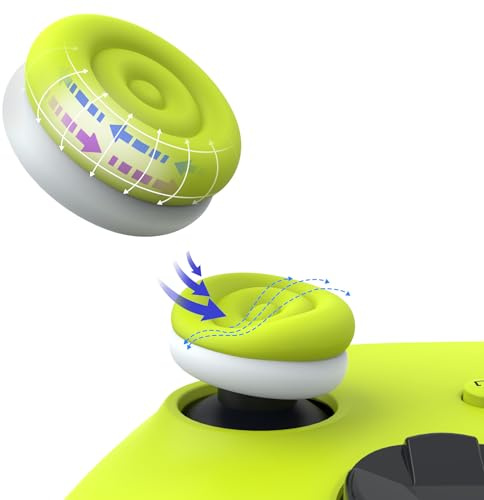 playvital Capuchon Joystick pour ps5/ps4 Manette-Vert Vif & Blanc Robot | Protection Joystick pour Xbox Series X/S,Thumbs Cushion Caps pour Xbox One/Elite Series 2,Cover Stick pour Switch Pro