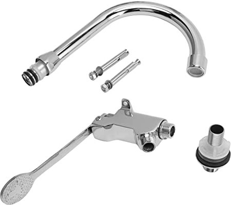 Foot Pedal Faucet, Touchless Foot Operated Water Pump Floor Mount Foot Control Faucet Kit Foot Valve Outlet Screw