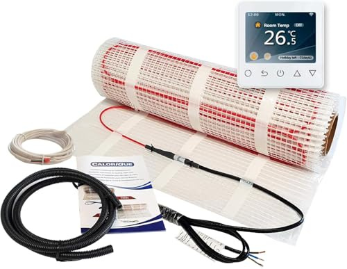 Elektrische Heizkabel-Matte Calorique – mit WLAN-Thermostat – 15,0 m² – Dünnbett – Sparsame Elektrische Fußbodenheizung 150 W/m² – TWIN-Technologie – [Energieeffizienzklasse A+++]
