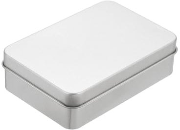 QUARKZMAN Cajas de Metal para Latas, 10.7x7x3 cm, Plateadas, Mini Cajas de Metal Rectangulares Portátiles Vacías con Bisagra y Tapa para Dulces y Tarjetas de Regalo