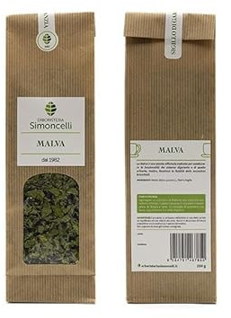 Tisana Malva 200 grammi - Erboristeria Simoncelli - Infuso Emolliente e Lenitivo con Fiori e Foglie di Malva per il Benessere del Sistema Digerente e Urinario