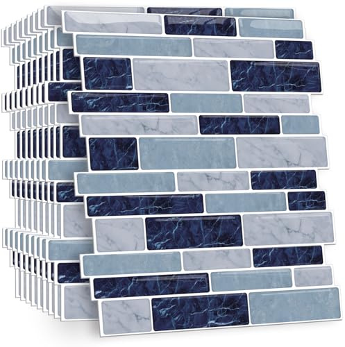 ANHUIB 10 Sheets Self Adhesive Wall Tiles Kitchen Wall Tile Sticker Peel and Stick Tile Kitchen Stick on Tile for Bathroom Self Adhesive Splashback Bathroom Tiles Waterproof Stickers