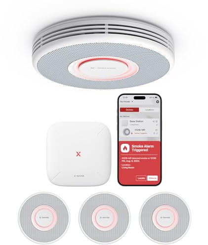 X-Sense Smart Smoke Alarm for Home with English Voice Alerts and 17 Locations, Wi-Fi Smoke Alarm with SBS50 Base Station, Wireless Interlinked Fire Alarm, XS0B-MR31