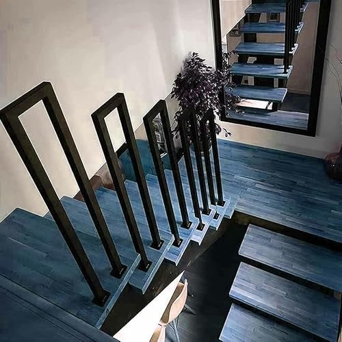 PAUANI Forma U/M Corrimano per Scale - Ringhiera per Scale, Recinzione Sicurezza Antiscivolo Industriale retrò in Ferro Battuto, Ringhiera Supporto per Gradini del Corridoio Soppalcato,(Black-U,65cm)