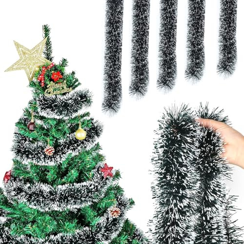 Mrracxy Lametta Girlande Weihnachten Grün, 5 Stück Weihnachtsgirlanden Glänzend Girlande Weihnachten Deko, Weihnachtsbaumschmuck Girlande Lamettergirlande Weihnachtsbaum Dekoration