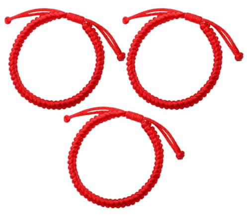 JEYORZY 3x Bracciale Portafortuna Donna, Filo Rosso Del Destino, Braccialetti Rossi, Regalo Amica, Regali Di Coppia, Bracciale Filo Rosso Del Destino, Rossa Braccialetti Fortunati, Regali Natale Donna