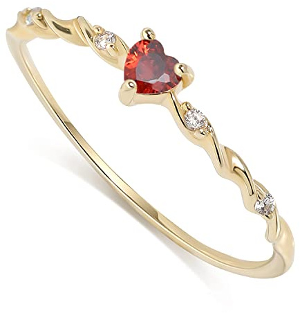 Vergoldete Geburtssteinringe für Damen, Herz-Gold-Stapelring, 925 Sterling Silber, handgefertigte Freundschaftsringe, Geburtsstein