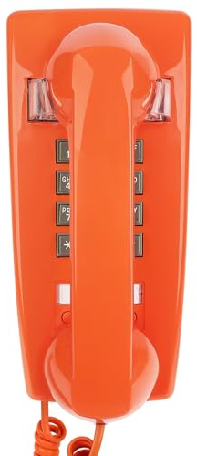 Sangyn Retro Wall Phones for Landline with Loud Mechanical Ringing Vintage Wall Mount Phone with Volume Adjustable Old Fashioned Corded Telephone for Kitchen Home School Hotel Office, Orange
