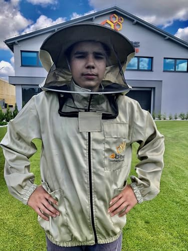 Imkerjacke 4BEE - Imkeranzug -mit Atmungsnetz - Atmungsaktiv - Imkerei - Bienen - Insekten - Schutzkleidung mit Abnehmbarem Hut -Schutzbekleidung für Imker - Größe XL