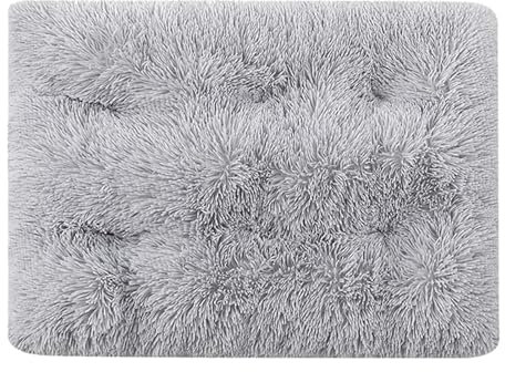 Hundebett Hunde Waschbar, Langer Plüsch, rutschfeste Unterseite, Flauschig Hundekissen Hundematte für Klein,mittelgroße Hunde, Maschinenwaschbar Hundekorb, Weich (Grau, 55X40X10CM)