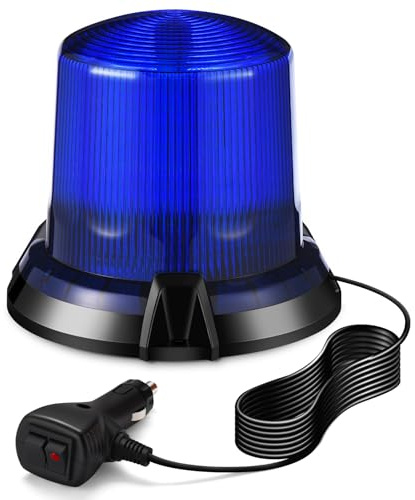Kraumi Rundumleuchte 12v Blau Warnleuchte Auto 90 led Warnblitzer Magnet mit 2 Blitzmuster für Auto LKW Traktor Truck SUV - 5m langer Zigarettenanzünder