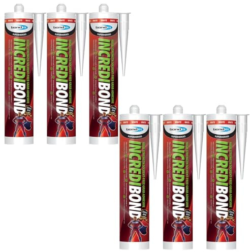 Bond It INCREDIBOND High Strength Grab Adhesive – 6x White, 310ml | Solvent-Free & Low Odour | Fibre Reinforced Silicone | Interior & Exterior Use – Heavy-Duty Construction Adhesive