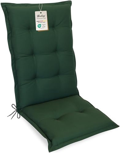 Herlag Gartenmöbelauflage Valeria Hochlehner 123x50x7,5cm | Sitzauflage Einfarbig | Polsterauflage Klappsessel | Gartenstuhlauflage Design-Edition | Öko Tex 100 | 1 Polster | Dunkelgrün