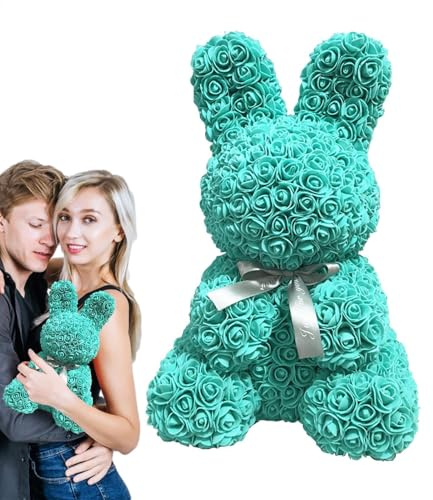 Bär in Rosen - Romantischer Valentinstag, rosa Bär mit Kasten, künstliche Rosenblätter | Sie in Blumen für Frauen, Elegante Dekoration, ewiges Rosa zum Geburtstag, Hochzeit, Überraschung Am