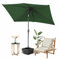 Fiqops Ombrellone 210 x 140 / 300 x 200 cm con manovella, parasole rettangolare UV50+, pieghevole, ombrellone da giardino, impermeabile, per giardino, terrazza, senza supporto, verde, 210 x 140cm