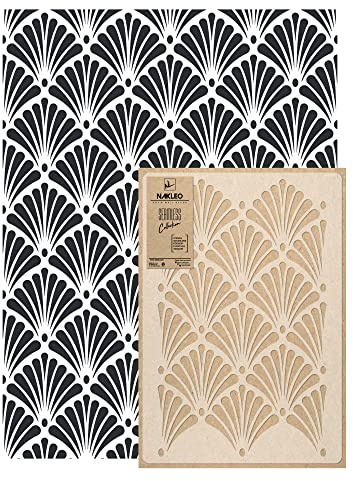 NAKLEO Plantillas para Pintar Paredes Grandes 59x95cm, Palma Art Deco Hoja Patrón, Stencil Plástico y Reutilizable, Geométrico Papel Pintado, Dibujo Manualidades DIY Casa Decoración