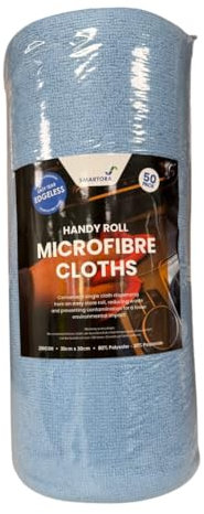 Smartora Blue Handy Roll Microfibre Cloths 30x30cm - Roll Of 50 Wipers